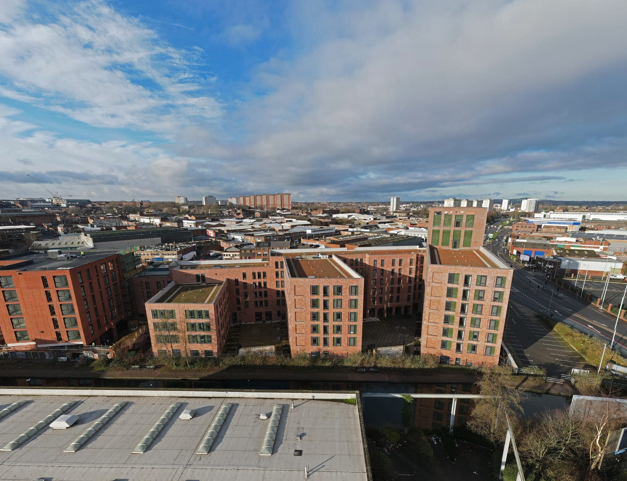Aerial view of Globe Works and the surrounding Jewellery Quarter